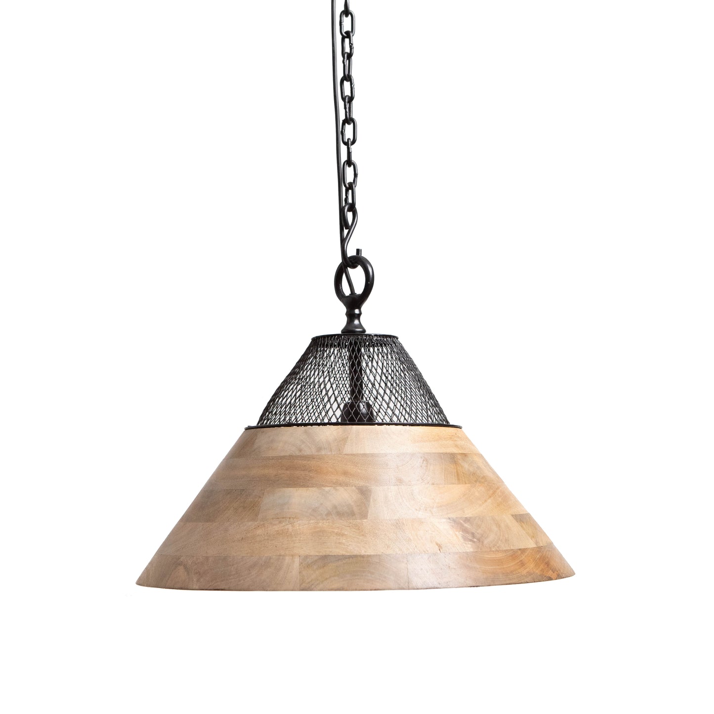 Hanglamp TONY naturel hout+mat zwart Ø50x30cm