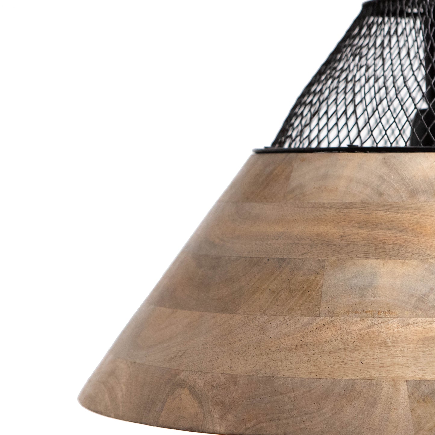 Hanglamp TONY naturel hout+mat zwart Ø50x30cm